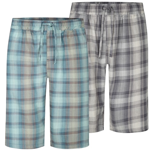 Bigdude Twin Pack Woven PJ Shorts Türkis/Anthrazit